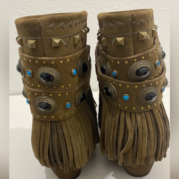 NWOT Sbicca Leather/ Suede Fringe Studded Boots |Size 7.5 - Picture 6 of 10